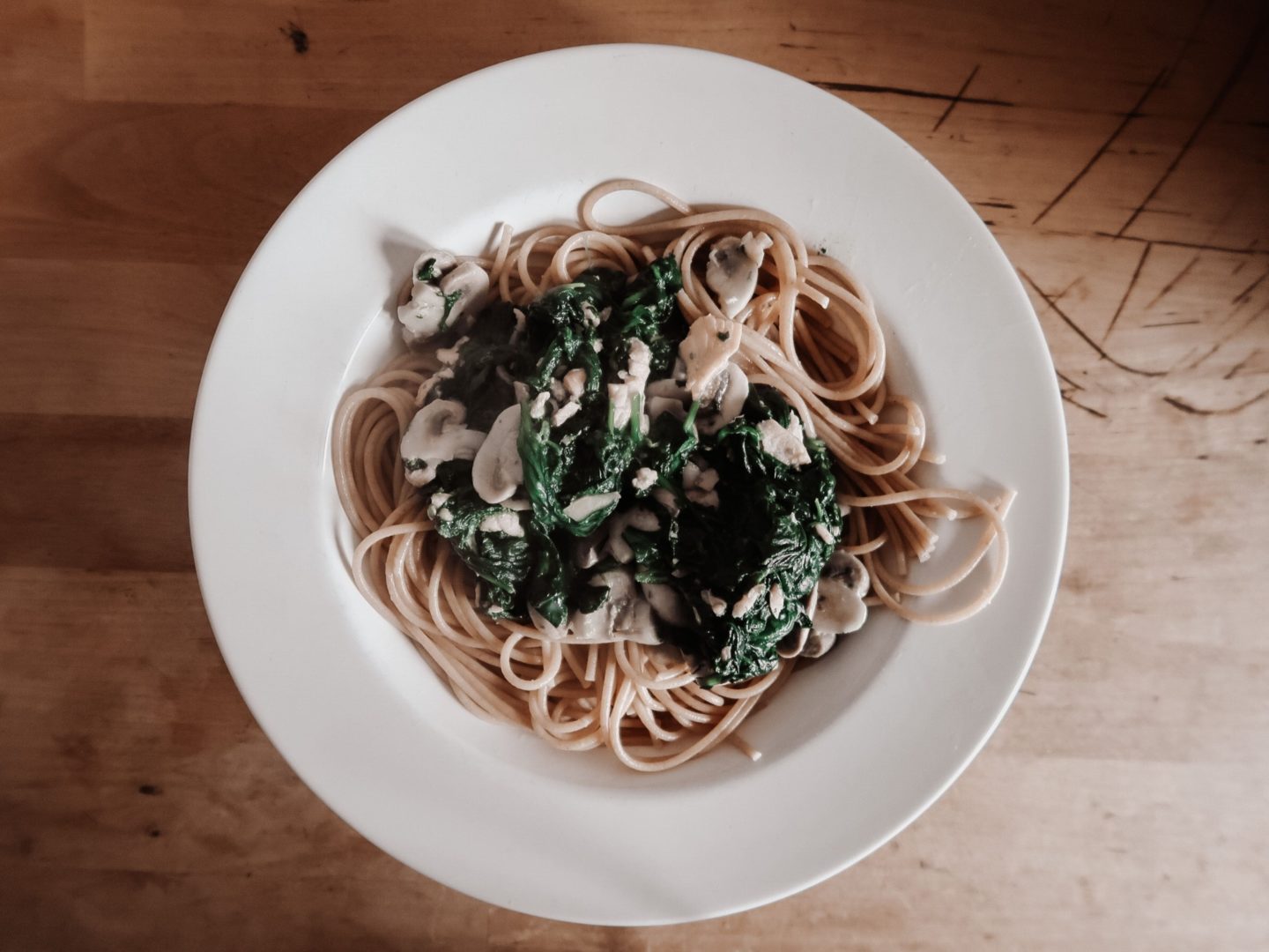 pasta met spinazie en zalm